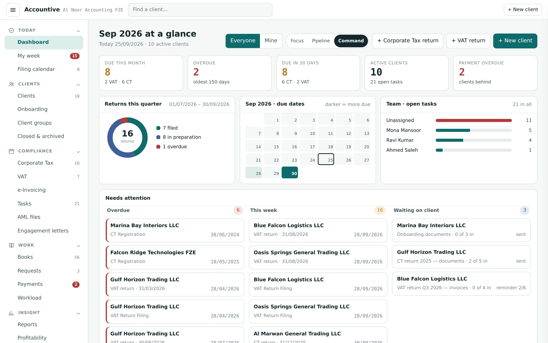 Accountive Comply screen